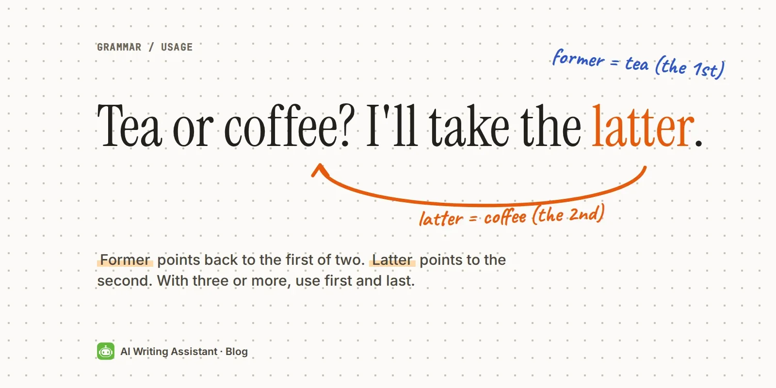 Cover: Tea or coffee? I'll take the latter, with arrows showing former means tea and latter means coffee.