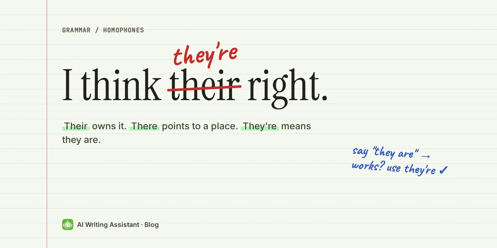 Cover: I think their right, with "their" crossed out in red pen and "they're" written above it.